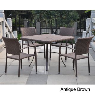 International Caravan International Caravan Barcelona Resin Wicker/aluminum 39 inch Square Table With 4 Arm Chairs Brown Size 5 Piece Sets