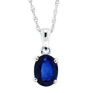 0.92Ct Genuine Diffused Sapphire Solitaire Pendant,14 Kt White Gold w/chain(AB Quality) Mytreasurez Jewelry