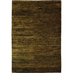 Hand knotted Vegetable Dye Solo Green Hemp Rug (5 X 8)