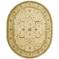 Handmade Mahal Ivory Oriental Wool Rug (76 X 96)