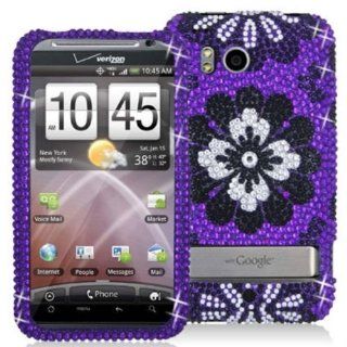 DECORO FDHTCINCHDIM404 Premium Full Diamond Protector Case for HTC Incredible HD/Thunderbolt   1 Pack   Retail Packaging   Black and White Flower Cell Phones & Accessories