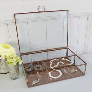 copper or gold brass jewellery box by lilac coast