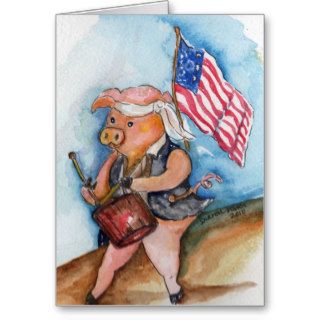 Patriotic Pig Greeting Card