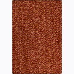 Orange and brown Handwoven Mandara Red Shag Rug (5 X 76)