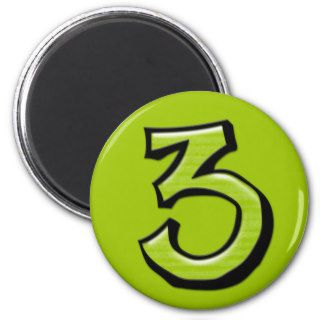Silly Numbers 3 green Magnet