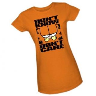 Don't Know Don't Care    Garfield Crop Sleeve Fitted Juniors T Shirt Clothing
