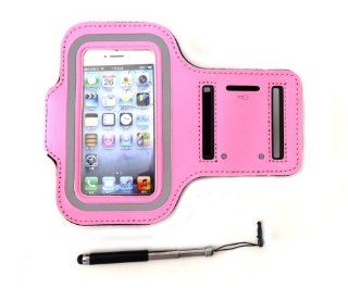 Rose Pink Gym Workout Sports Armband Strap for Apple iPhone 5 / 5S / 5C + Stylus Touch Pen Cell Phones & Accessories