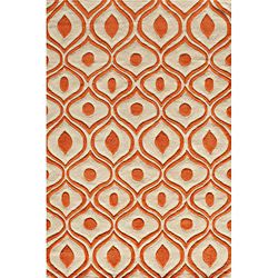 Hand Tufted Modern Waves Orange Polyester Rug (36 X 56)
