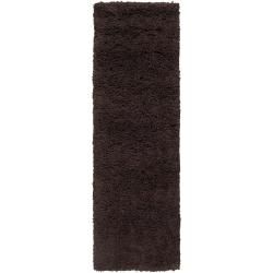 Hand woven Metropoli Black New Zealand Wool Plush Shag Rug (26x 8)