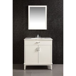 Wyndenhall Oxford White 30 inch Bath Vanity With 2 Doors And White Quartz Marble Top White Size Single Vanities