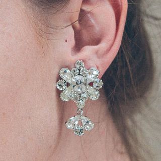audrey clip on crystal bridal earrings by debbie carlisle