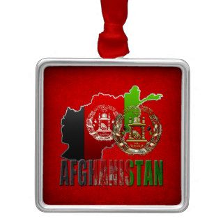 [200] Afghanistan COA, Flag & Map Christmas Ornaments