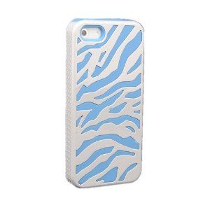 Sunweb New Zebra Hybrid Impact Combo Hard Soft Skin Case Cover For iPhone 5 5G Accessory Blue+White Cell Phones & Accessories