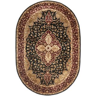 Handmade Persian Legend Black/ Red Wool Rug (46 X 66 Oval)