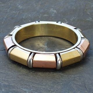 tri colour brass bangle by ethical trading company
