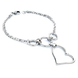 ELYA Stainless Steel Heart shaped Charm Bracelet West Coast Jewelry Stainless Steel Bracelets