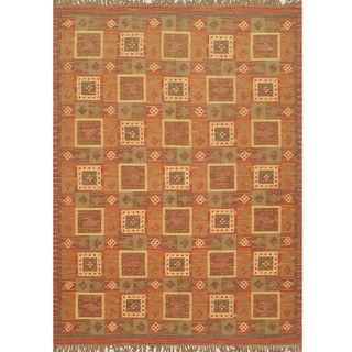 Hand woven Palas Aydin Kilim Brown Wool Rug (8' x 11') INSTEN 7x9   10x14 Rugs