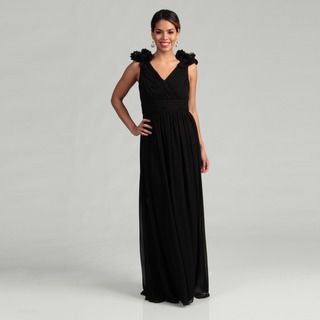 Adrianna Papell Women's Black Rosette Evening Dress Adrianna Papell Evening & Formal Dresses