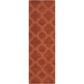 Hand crafted Orange Lattice Mantra Wool Rug (26 X 8)