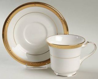 Noritake Chatelaine Gold Footed Cup & Saucer Set, Fine China Dinnerware   Gold E