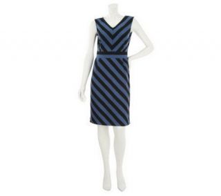 Linea by Louis DellOlio Sleeveless Stripe V neck Long Dress —