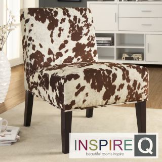 Inspire Q Peterson Cowhide Fabric Slipper Accent Chair
