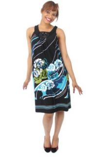 Elementz Dress, Women's Floral Print Beaded Sleeveless Dress Multi (Medium)