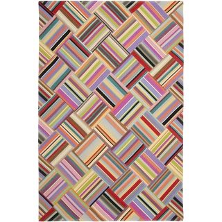 Safavieh Hand woven Straw Patch Pink/ Multi Wool Rug (4 X 6)