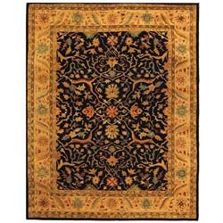 Handmade Mahal Black/ Beige Wool Rug (6 X 9)