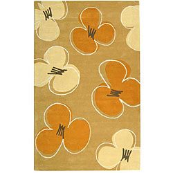 Handmade Soho Daisy Gold New Zealand Wool Rug (36 X 56)