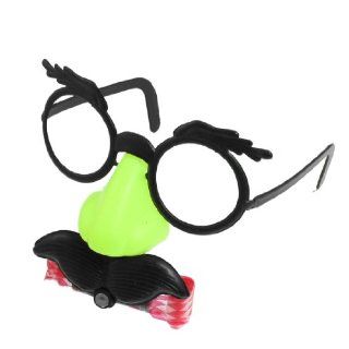 Como Masquerade Round Frame Green Nose Red Whistle Mustache Joke Clown Glasses Toys & Games