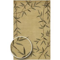 Hand knotted Olive Floral Karur Collection Semi worsted Wool Rug (26 X 10)