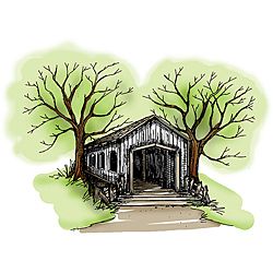 Art Impressions Wilderness Series Cling Covered Bridge Rubber Stamp