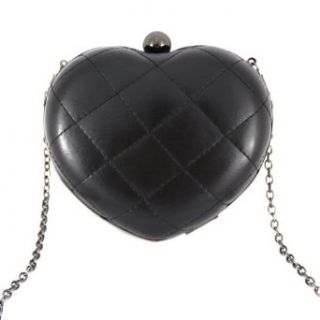 ECOSCO Heart Shape PU Clutch Tote Evening Hand Bag Purse W/ Shoulder Strap Shoulder Handbags Clothing