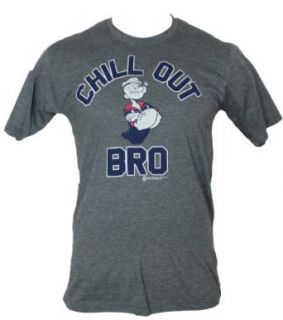 Popeye the Sailor Man Mens T Shirt   "Chill Out Bro" Arms Crossed Image (Large) Heather Gray Clothing