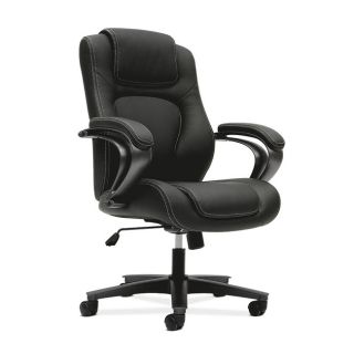 Basyx By Hon Black Swivel Managerial Mid back Chair With Loop Arms