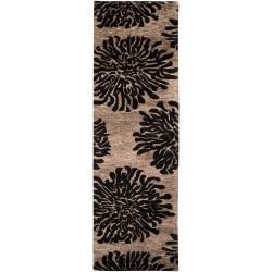 Hand tufted Contemporary Black Bostor New Zealand Wool Abstract Rug (26 X 8)