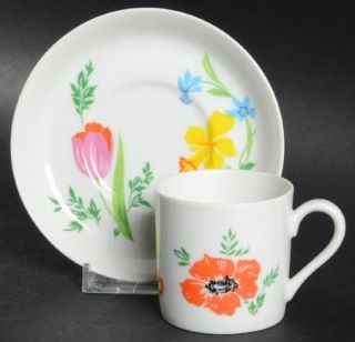 Sigma Primavera Flat Demitasse Cup & Saucer Set, Fine China Dinnerware   Large F