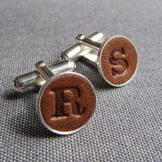 embossed leather cufflinks by gracie collins