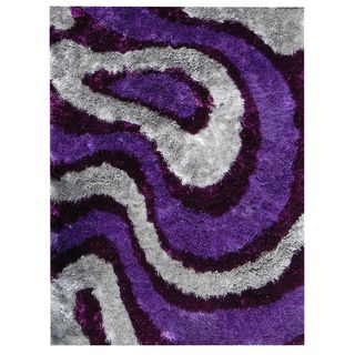 Flash 'Shaggy 650 'Lilac Abstract Wave Area Rug (5' x 7') 5x8   6x9 Rugs