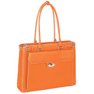 Mcklein Womens Orange Winnetka Italian Leather Laptop Briefcase