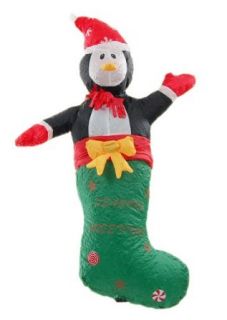 Erwin Christmas Decoration Inflatable Animated Light Up Penguin Stocking Clothing
