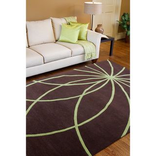 Hand tufted Contemporary Brown/green Ausa Wool Abstract Rug (6 X 9)
