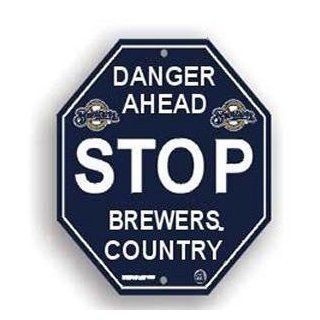 Milwaukee Brewers Plastic Stop Sign "Danger Ahead Brewers Country"  Street Signs  Sports & Outdoors
