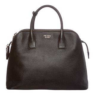Prada Medium Black Saffiano Leather Triple zip Top Handle Bag Prada Designer Handbags