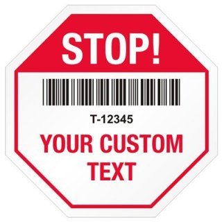 Tamper Labels, Stop, Custom, Gold Polyester Labels (Metallized Mylar), 100 Labels / pack, 2" x 2"  Custom Tamper Seals 
