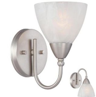 Satin Nickel Wall, Hallway Sconce Light Fixture   Etched Alabaster Glass   Vanity Lighting Fixtures  