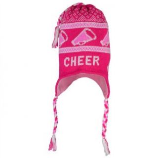 CHEER Fleece Lined Knit Winter Hat Pink/White Clothing