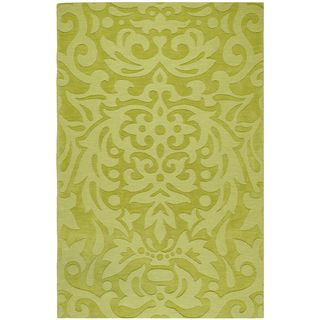 Hand crafted Green Damask Hale Wool Rug (2 X 3)