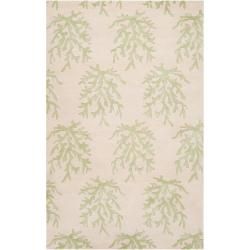 Somerset Bay Hand tufted Bacelot Bay Green Beach Inspired Coral print Wool Rug (8 X 11)